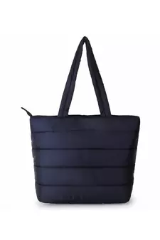Uno Black Quilted Polyester Striped Self Design Handheld Bag
