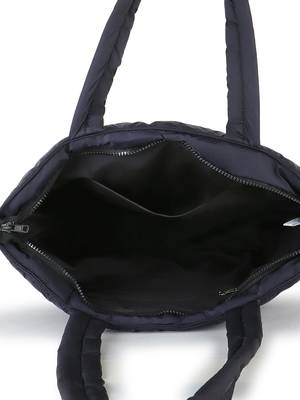 Uno Black Quilted Polyester Striped Self Design Handheld Bag 5