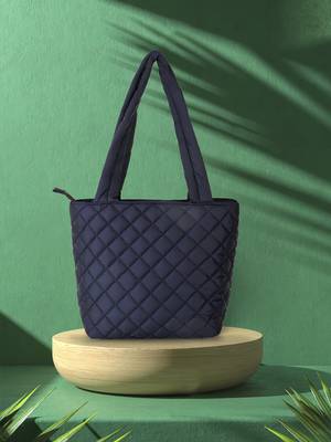 Anekaant Uno Black Quilted Polyester Diamond Self Design Handheld Bag 1