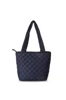 Anekaant Uno Black Quilted Polyester Diamond Self Design Handheld Bag