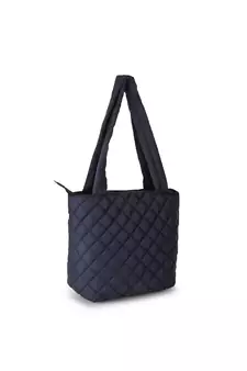 Anekaant Uno Black Quilted Polyester Diamond Self Design Handheld Bag