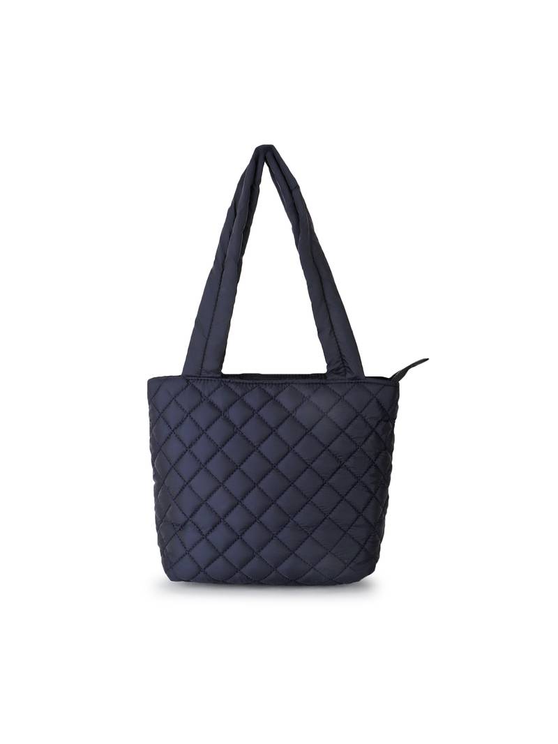 Anekaant Uno Black Quilted Polyester Diamond Self Design Handheld Bag