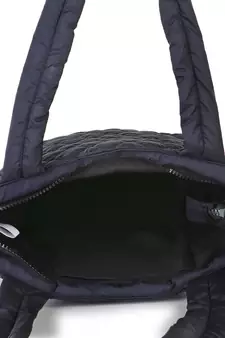 Anekaant Uno Black Quilted Polyester Diamond Self Design Handheld Bag