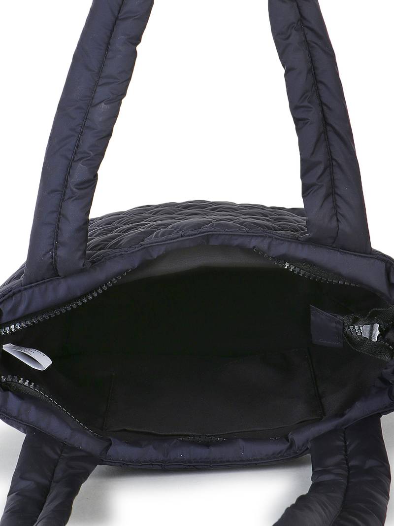 Anekaant Uno Black Quilted Polyester Diamond Self Design Handheld Bag