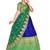 R blue and Green  Zari work Banarasi silk semi-stitched Half saree with unstitched Blouse and dupatta