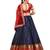 Get the stunning look by dressing up with latest trendy Blue and Red Half Saree with unstitched Blouse and Dupatta