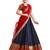Get the stunning look by dressing up with latest trendy Blue and Red Half Saree with unstitched Blouse and Dupatta