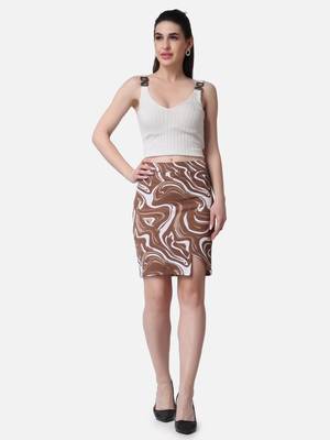 Popwings Women Marble Printed Pencil Mini Skirt 6