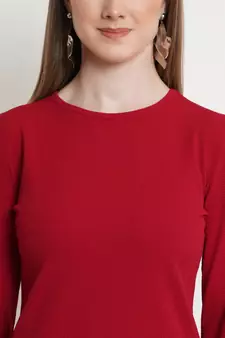 Popwings Women Maroon Solid Puff Sleeves Top