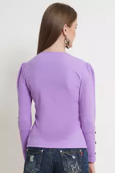 Popwings Women Casual Botton Styling Lavender Solid Top