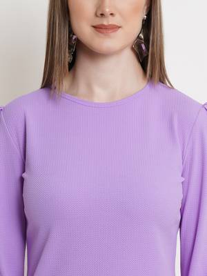 Popwings Women Casual Botton Styling Lavender Solid Top 4
