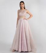 LILAC EMBROIDERED LEHENGA SKIRT WITH TIE-UP BLOUSE