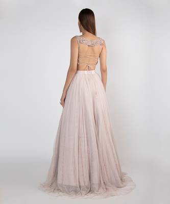 LILAC EMBROIDERED LEHENGA SKIRT WITH TIE-UP BLOUSE 2