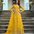 Yellow Heavy Designer Embroidery Work Butterfly Net unstitched Long Length Kameez Pant party wear salwarsuit