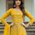 Yellow Heavy Designer Embroidery Work Butterfly Net unstitched Long Length Kameez Pant party wear salwarsuit