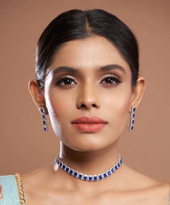 Blue Emerald Cut Choker 1