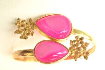 Semi Precious Pink Hand Cuff and free surprise gift 1