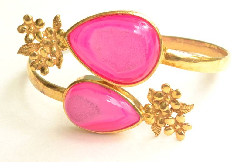 Semi Precious Pink Hand Cuff and free surprise gift