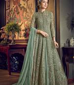 Light Green Wedding Net Anarkali Salwar Kameez
