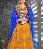 Yellow Embroidered Net Unstitched Lehnga Choli