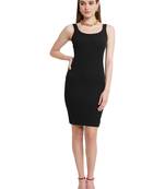 Popwings Women Black Knee Length Bodycon Strap Dress