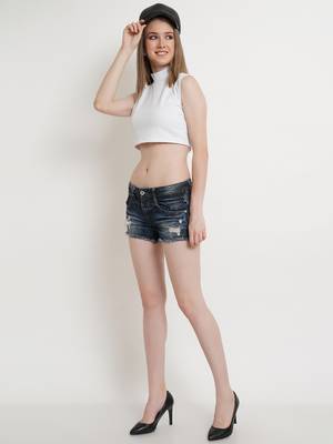 Popwings Women White Turtle Neck Crop Top 6