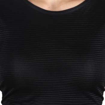 Popwings Women Casual Black Wrinkle Crop Top 5