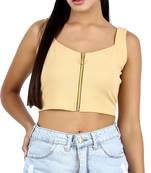 Popwings Cream-Coloured Zip Bralette Crop Top