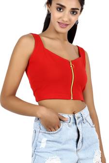 Popwings Cream-Coloured Zip Bralette Crop Top