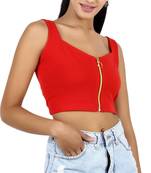 Popwings Cream-Coloured Zip Bralette Crop Top