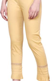Popwings Golden Bottom Lace Cotton Women Trouser