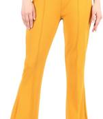 Popwings Regular Fit Mustard Solid Midrise Trouser