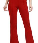 Popwings Regular Fit Mahroon Solid Midrise Trouser