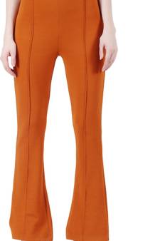 Popwings Regular Fit Rust Solid Midrise Trouser