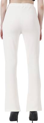 Popwings Regular Fit Off White Solid Midrise Trouser 2