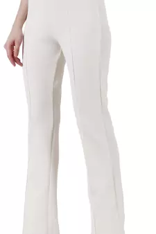 Popwings Regular Fit Off White Solid Midrise Trouser