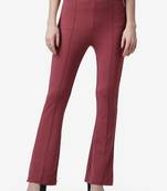 Regular Fit Onion Pink Solid Midrise Women Trouser