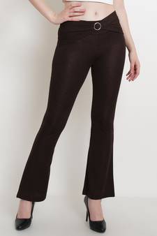 Popwings Brown Crush Bootcut Women Ring Trouser
