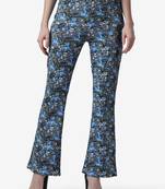 Popwings Regular Fit Grey Floral Printed Solid Midrise Women Trouser