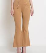 Popwings Camel Brown Bootcut Women Trouser