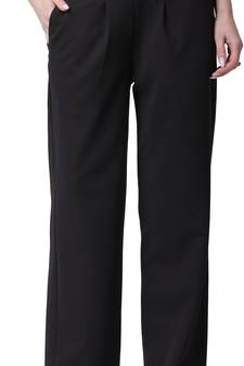 Popwings Formal Regular Fit Black Solid Midrise Women Trouser