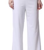 Popwings Formal Casual White Solid Highrise Women Trouser