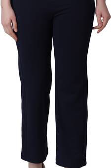 Popwings Women Casual Navy Blue Solid Trouser