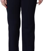 Popwings Women Casual Navy Blue Solid Trouser