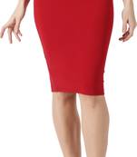 Popwings Women Maroon Solid Pencil Skirts