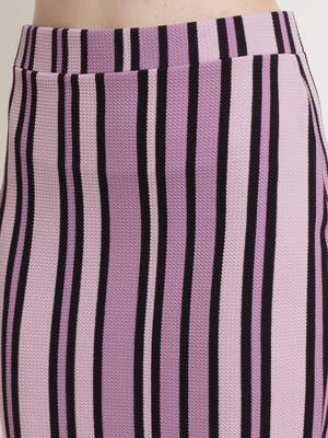 Popwings Women Lavender-Colored  Black Striped Pencil Knee-Length Skirt 4