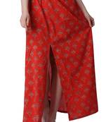 Popwings Women Red Printed A-Line Maxi Skirt