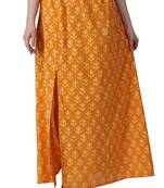 Popwings Women Yellow Printed A-Line Maxi Skirt