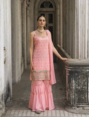 Pink Color Salwar Suit In Georgette Fabric With Embroidery As 4