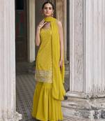 Yellow Color Salwar Suit In Georgette Fabric With Embroidery As